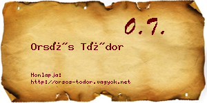 Orsós Tódor névjegykártya
